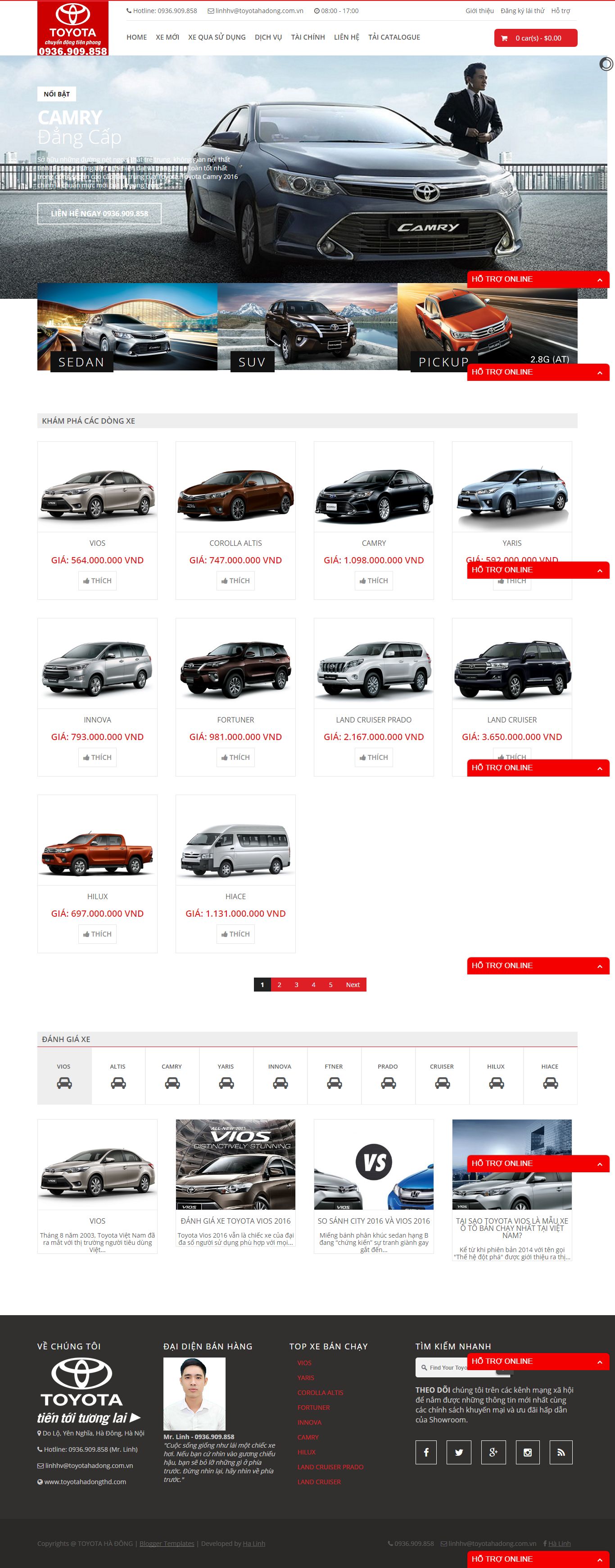Thiết kế Web xe hơi Ô tô toyotahadongthd.com